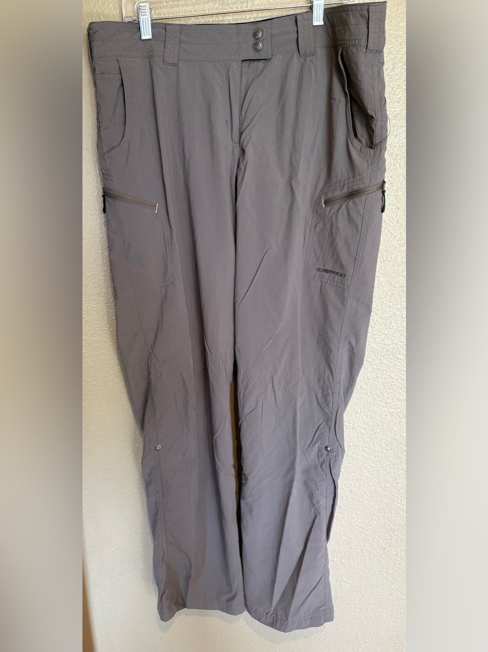 Exofficio Women’s Taupe Khaki Travel Cargo Pants with Zip Pockets
